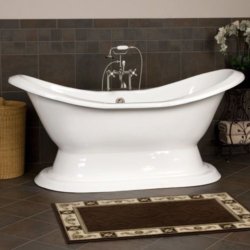 72 Cardena Cast Iron Double Slipper Tub on Pedestal   Tap Deck / 7 