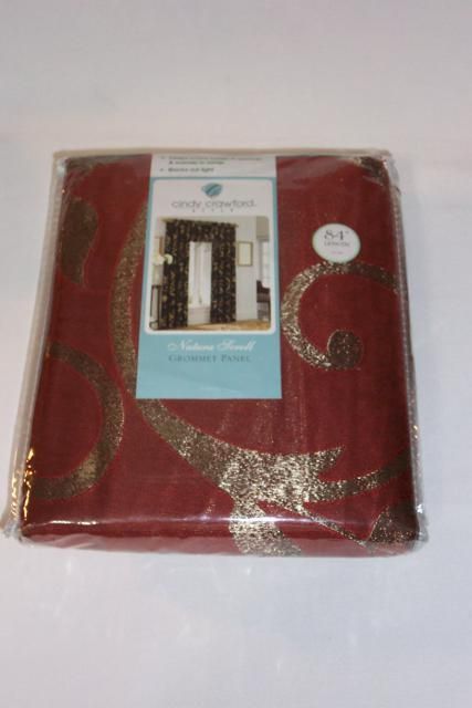 Cindy Crawford Grommet Curtain Panel   Natura Scroll Rust Oxide  