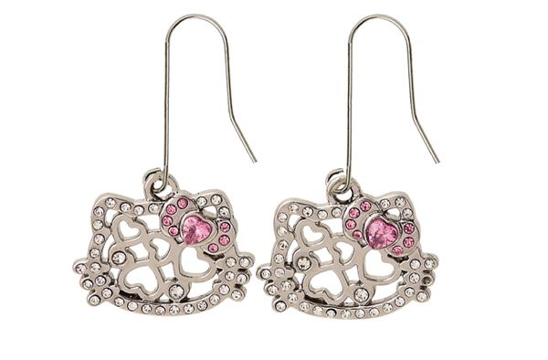 Sanrio   Hello Kitty Rhinestone Heart Earrings  