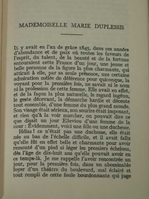 1936 Alexandre Dumas, fils LA DAME AUX CAMELIAS HCDJ La Traviata Lady 