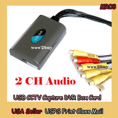 CH Video 2 CH Audio USB CCTV Capture DVR Box Card Video Recorder W8E 