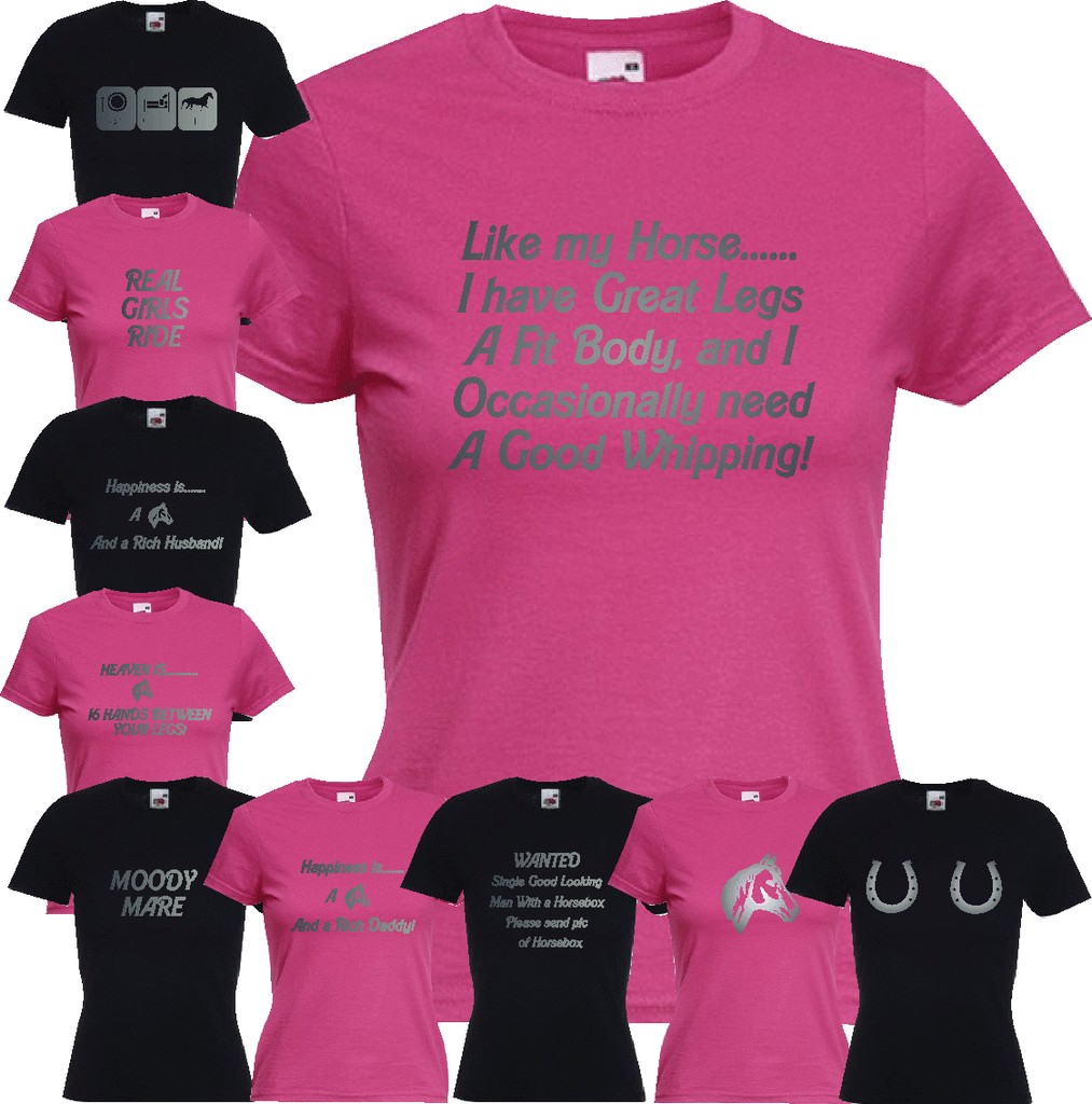 FUNNY HORSE RIDING CLOTHES LADY FIT T SHIRT SIZES 8 18  