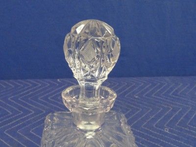 Vintage Square Lead Crystal Pressed and Etched Decanter DD25  