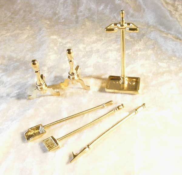 SOLID METAL FIREPLACE TOOLS for Dollhouse, OOAK Art d050  