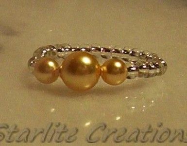 Toe Ring / Pinky Ring ~ Stretch ~ Swarovski Gold Pearl  