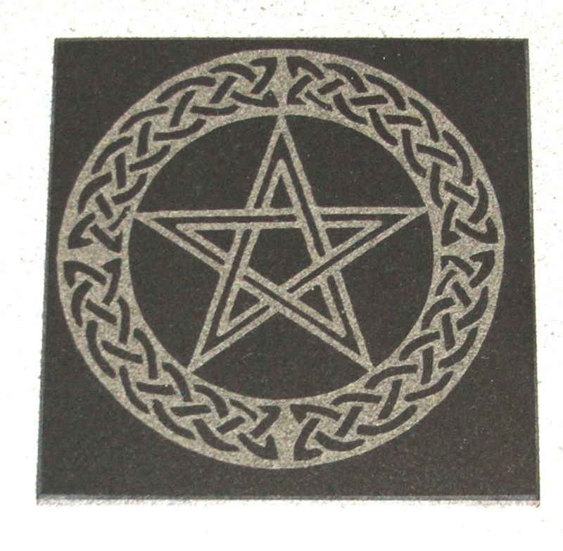 ALTAR TILE CELTIC PENTACLE LASERED GRANITE WICCA PAGAN  