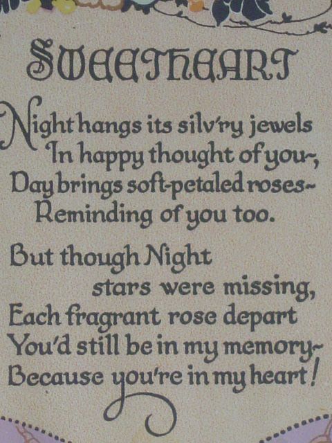 PRETTY VINTAGE MOTTO GRAPH PRINT **SWEETHEART** W/SAILING SHIP  