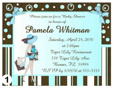 20 MODERN BABY SHOWER INVITATIONS PINK, BLUE, GREEN  