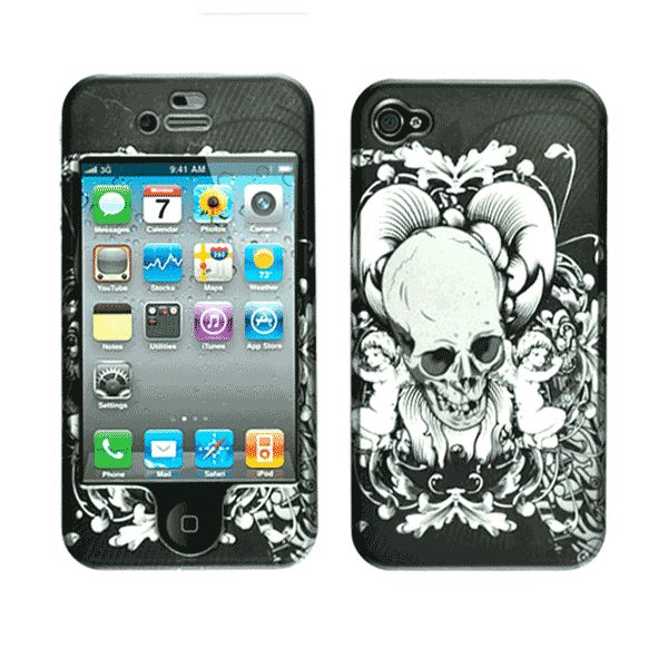 IPHONE 4 BLACK GRIM REAPER HARD CASE AT&T VERIZON  