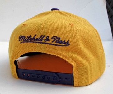 Los Angeles Lakers Yellow On Purple Snap Back Cap Hat By Mitchell 