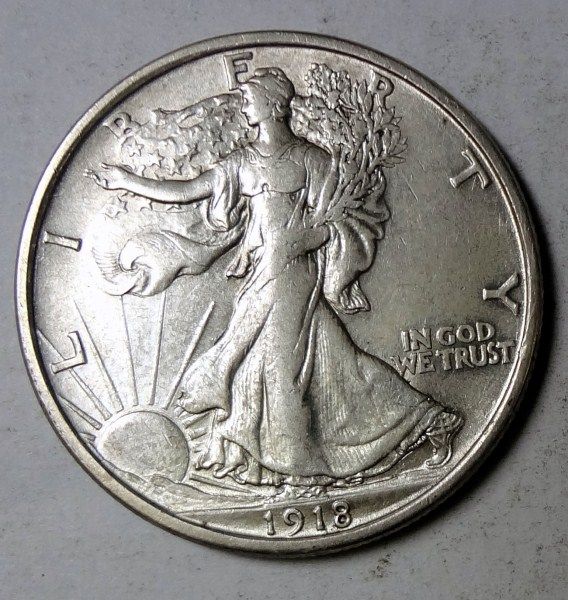 1918 D WALKING LIBERTY HALF DOLLAR AU NICE  