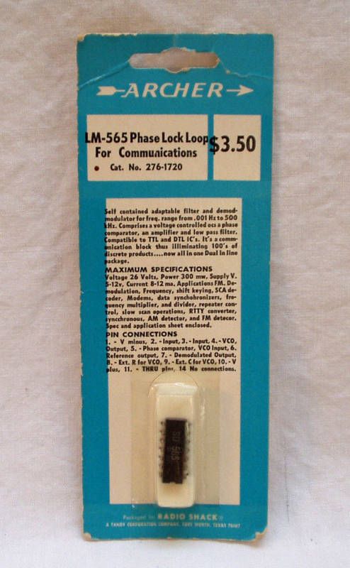 Radio Shack Archer 276 1720, LM 565 Phase Lock Loop  