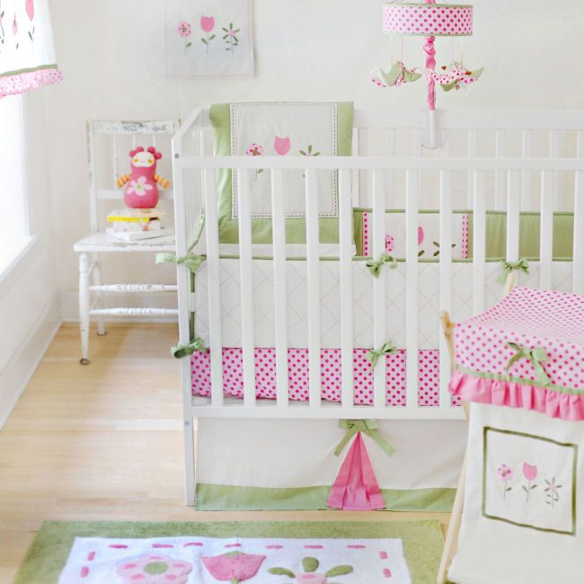 My Baby Sam 4 Piece Crib Bedding Set Tickled Pink NEW SAME DAY SHIP 