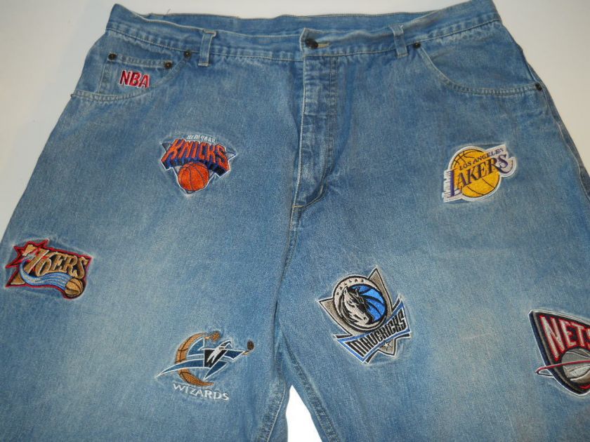 vtg MENS DENIM NBA BASKETBALL SHORTS ALL TEAMS SZ 40  