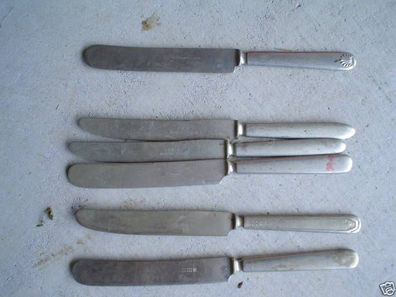 Lot o Vintage Nickel Silver Knives Panama Rogers Alaska  