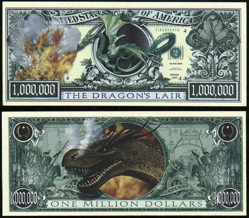 The Dragons Lair Note In Plastic Holder UNC.  