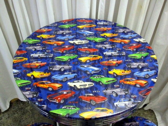 Retro Chrome Pub Table 2 Stools Classic Muscle Cars Top  