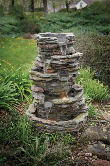   Natural Stone Rock Design Water Fountain Outdoor Garden Yard  