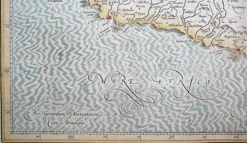 1589 (1633) MERCATOR Map SICILY Siciliae Regnum Rare  