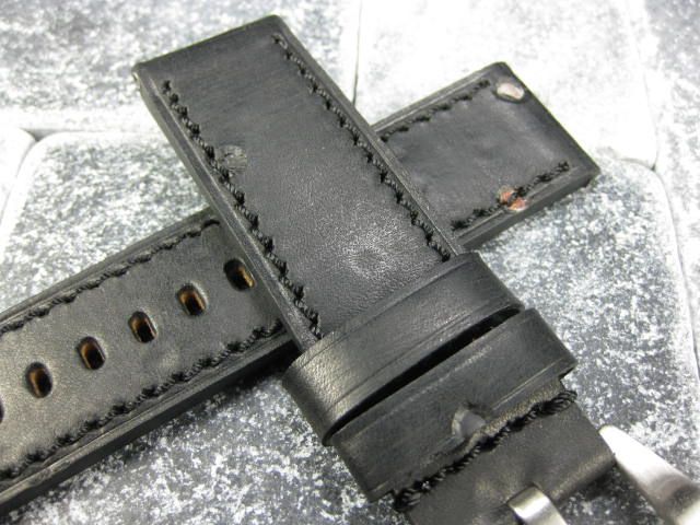 22mm NEW MOON COW LEATHER STRAP Band for PANERAI Black  