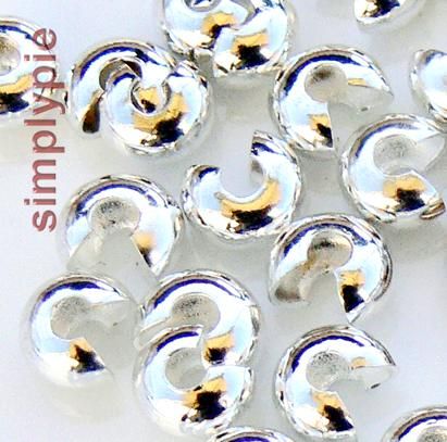 4mm Silver Plated Metal Crimp Bead Covers 50  