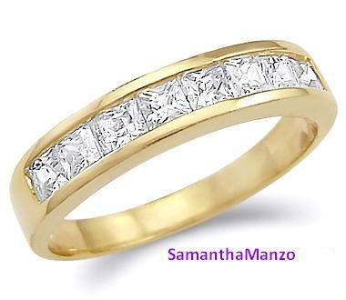 Princess Cut Channel Set Cz Wedding Band Stack Ring Sz9  