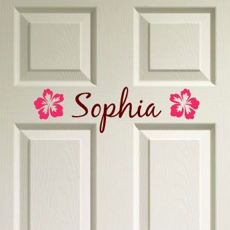 DOOR DECOR Custom Name w/ Flower   Wall Decal Kids Room  