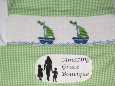   VIVE LA FETE Boys smocked 3T 4T Shortall SAILBOATS SAIL AWAY  