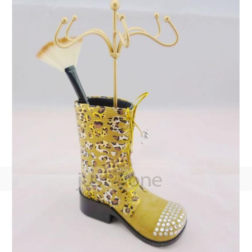 Multipurpose Shoe design Makeup Brushes Holder Earrings Metal Display 