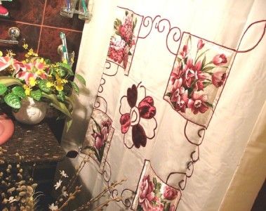 Pretty Applique Ribbon Flower Shower Curtain Valance A  