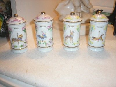   CAROUSEL FINE PORCELAIN LENOX 1993 BRAND NEW 22 SPICE JARS AND RACK