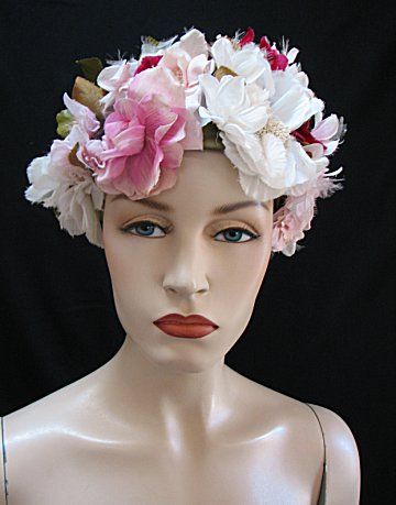 VINAGE FLOWER GARDEN HAT, CHRISTIAN DIOR chapeaux #1228  