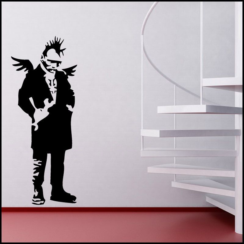 BANKSY ANGEL PUNK WINGS VINYL WALL ART STICKER DECAL  