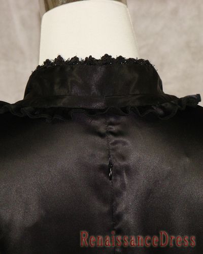 Black Satin Renaissance Civil War Gown Dress Costume  