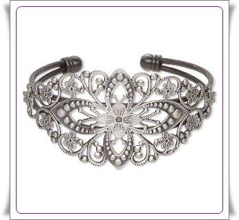 FILIGREE BRACELET CUFF 35mm wide Antique SILVER Finish ~ Wear Plain or 